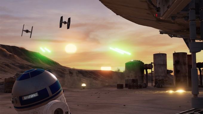 star wars prövningar av Tatooine virtuella verkligheten htc vive vr tie fighters R2D2