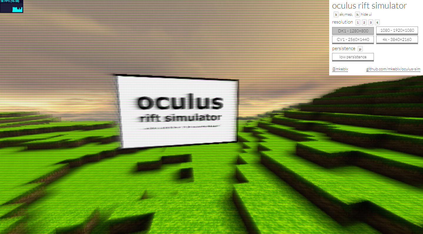 Oculus Rift Simulator Demos 1080p, 2k, or 4k Rift with Low-persistence