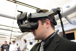 Testing a WorldViz designed VR system with the company's PPT tracking system and an NVIS headset.