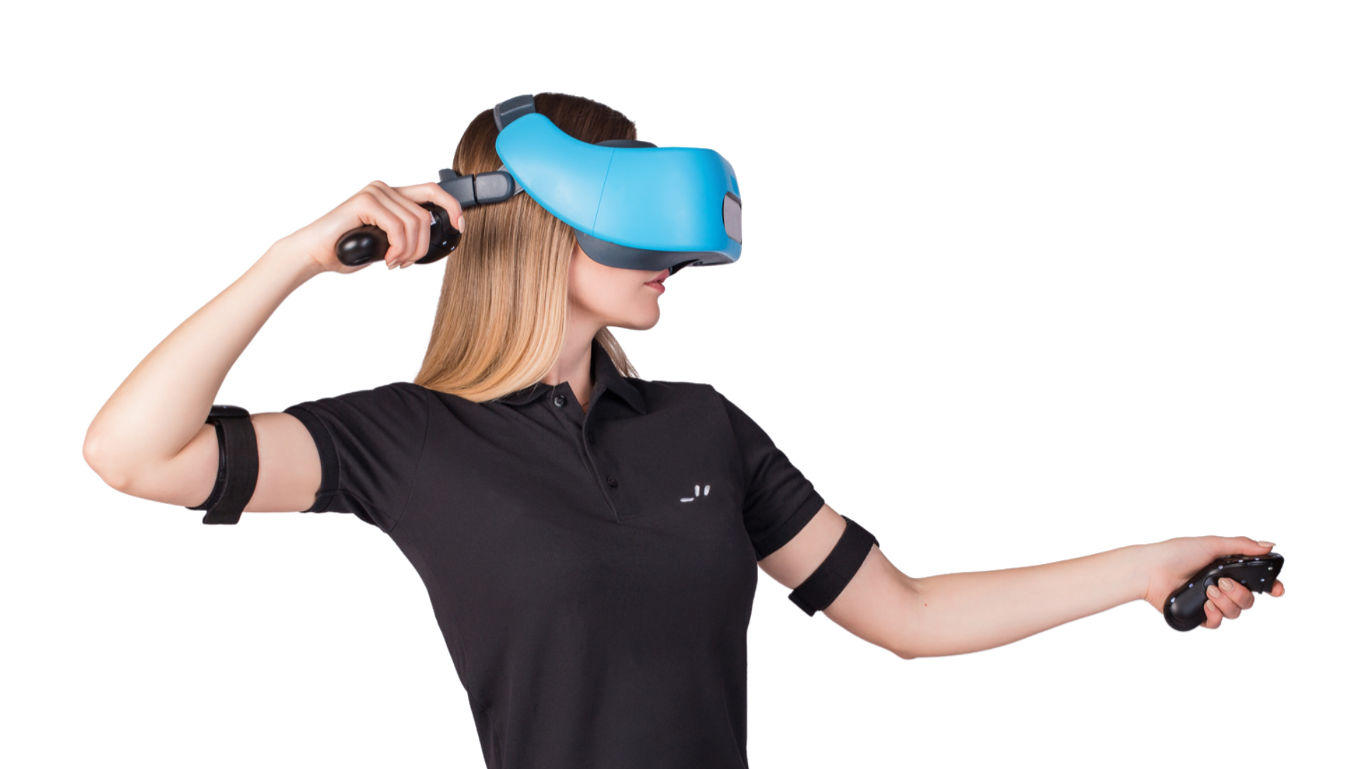 Blonde vr. 6dof VR. VR контроллеры для ног. VR технологии. Трекеры движения VR.