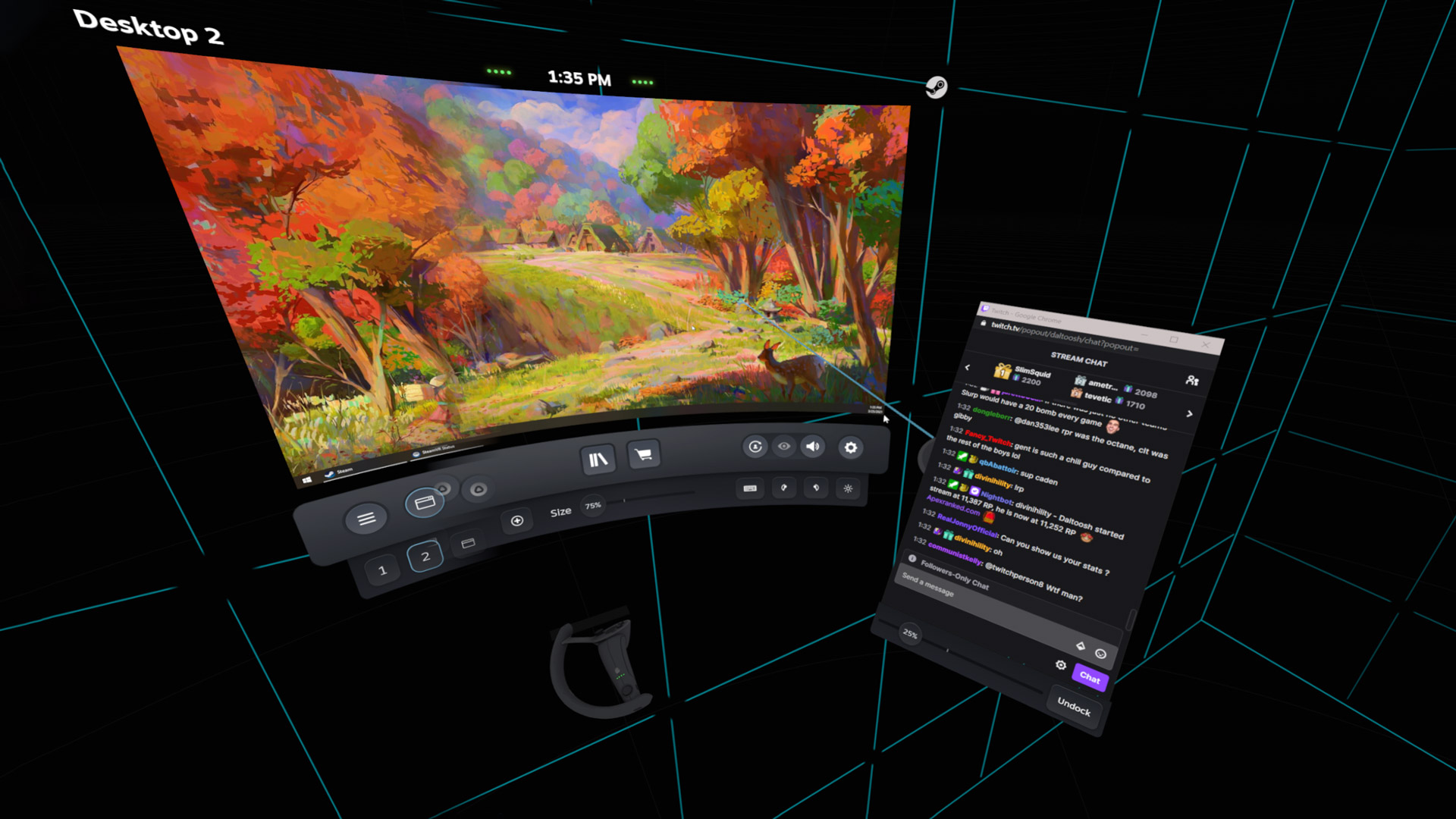 SteamVR Virtual Desktop Controller Docking Windows